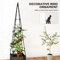 Outsunny Raised Bed for Garden, Raised Garden Bed Planter Box with Trellis, Self Watering, Drainage Holes and Plugs(m-6)