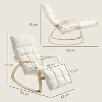 HOMCOM Upholstered Rocking Chair - Relaxing Armchair with Armrests & Steel Frame for Living Room, Bedroom, Cream(m-3)