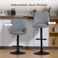 HOMCOM Set of Two Faux Leather Retro Bar Stools - Light Grey(m-4)