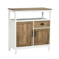 HOMCOM Dulap de bucătărie rustic cu dulapuri și sertar, 76,6x 35x 81,5cm, alb și maro(m-16)