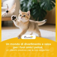 PawHut Torre per Gatti con Casetta, Trespolo, Piattaforme e 4 Topolini Appesi, 60x35x134 cm, Beige(m-9)