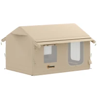 Outsunny 4-Season Inflatable Camping Tent, Waterproof 3000mm, Khaki, with Air Pump(m-7)