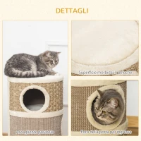 PawHut Casetta per Gatti Tiragraffi a Torre 3 Nicchie Corda in Sisal Alga Marina(m-5)