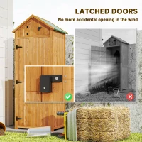 Outsunny Garden Shed Vertical Utility 3 Shelves Shed Wood Outdoor Garden Tool Storage Unit Storage Cabinet, 77 x 54.2 x 179cm - Natural(m-7)