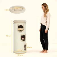 PawHut Torre Tiragraffi per Gatti Alta 96 cm con 3 Casette e Lettino Superiore Rimovibile e Lavabile, Crema(m-3)