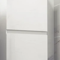 kleankin Mobile Bagno Alto a Colonna con Ante, 2 Armadietti, Mobiletto Bagno Salvaspazio con Ripiani Regolabili per Sala da Pranzo Salotto Soggiorno, 35 x 25 x 120 cm, Bianco Lucido(m-9)