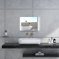 HOMCOM Miroir de salle de bain rectangulaire lumineux LED fonction anti-buée luminosité réglable 50 x 70 cm argent(m-10)