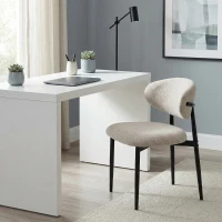 HOMCOM Set sedie da pranzo imbottite con gambe in acciaio, Beige(m-5)