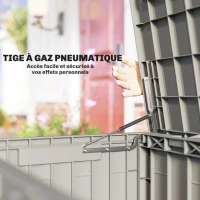 Outsunny Coffre de Rangement Extérieur 379 L Verrouillable avec Vérin à Gaz, Aspect Bois, 122,5x56x62cm, Gris(m-7)