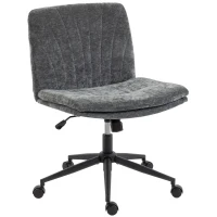 HOMCOM Silla de Oficina con Asiento Ancho sin Reposabrazos Ruedas Altura Ajustable Giratoria Función Basculante Gris(m-11)