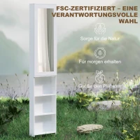 HOMCOM Faltbar Bügelbrettschrank mit Tür internen Regalen Spiegel Platzsparend Bügeltisch für Wäschepflege 106x35x174 cm Weiß(m-8)