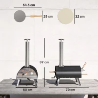 Outsunny Outdoor Pizza Oven Foldable Legs Pellet Wood Fired Pizza Maker w/ 12" Rotating Stone and Peel(m-3)