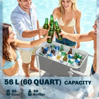 Outsunny Wózek chłodzący 56L z kółkami, otwieraczem do butelek, dolną półką, uchwytem, szary(m-4)