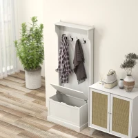HOMCOM Perchero Zapatero con Banco de Almacenamiento 4 Ganchos Estilo Moderno 71,5x39,5x170 cm Blanco(m-8)