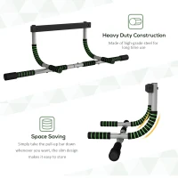 HOMCOM Doorway Pull up Bar, Door Frame Chin up Push up Bar for Home Gym Upper Body Workout, No Drilling or Screws, Green(m-8)