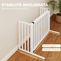 PawHut Cancellino per Cani Taglia Media e Piccola Estensibile Autoportante in Legno, 102-183x57x70 cm, Bianco(m-5)
