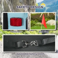 PawHut Składana przyczepka rowerowa z odblaskami, smyczą, dla średnich psów do 20 kg, 143 x 70 x 90 cm, jasnoniebieska(m-7)