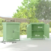 Outsunny Small Shed, Wooden Garden Shed with Openable Hinged Roof and Removable Shelf, 74 x 43 x 88 cm, Light Green(m-3)