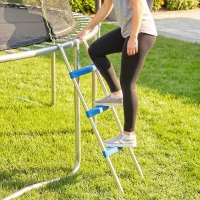 SPORTNOW Trampoline Ladder, 3-Steps with Horizontal Wide Steps, Universal Hook, Galvanised Steel Frame, 150kg Load Capacity(m-2)