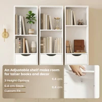 HOMCOM Bookcase with Drawers Adjustable Shelf Bookshelf with 2 Drawers and Cabinet 158 cm White(m-6)