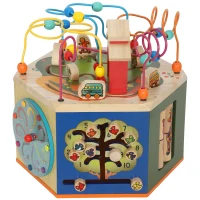 AIYAPLAY 8 in 1 Wooden Activity Cube with Bead Maze, Shape Sorter, for Kids Boys Girls 18+ Months(m-11)