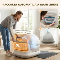 PawHut Lettiera Autopulente con Telecamera HD, Contenitore da 7L e Sensori, in PP e ABS, 58.1x47.5x53 cm, Bianco e Grigio(m-7)