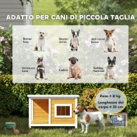 PawHut Cuccia per Cani da Esterno in Legno di Abete con Veranda Coperta e Tetto Inclinabile, 85.5x62x60 cm, Multicolore(m-8)