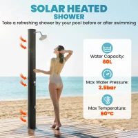 Outsunny Solardouche 60L tuindouche met draaibare regendouchekop, kraan, instelbare temperatuur(m-4)