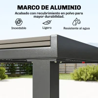 Outsunny Conjunto de Mesa y Sillas Jardín con Mesa Extensible Marco de Aluminio 8 Sillas y Tablero de Lamas de Madera Plástica(m-5)