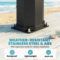 Outsunny Duș Solar Grădină 60L cu Cap de Duș, Duș de Mână, Robinet pentru Picioare și Temperatura Reglabilă Max. 60 °C pentru Piscină Negru(m-4)