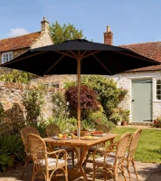 Outsunny Parasol de jardin extérieur parasol droit double toit Hexagonal Grande Taille de Jardin Ø 2,5 x 2,3H m Bois de Bambou Noir(m-2)