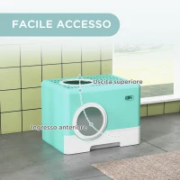 PawHut Lettiera per Gatti con Coperchio e Paletta, Doppio Ingresso e Vassoio Estraibile, 52x41x38.5 cm, Verde(m-5)