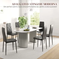 HOMCOM Set de 6 scaune de bucătărie moderne, cu spătar înalt din piele ecologică și oțel, 41x50x97 cm, negru(m-4)