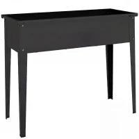 Outsunny Potager sur Pieds en Métal, Jardinière Surélevée 80L avec bords arrondis, Trou de Drainage, 100 x 40 x 80 cm, Noir(m-12)