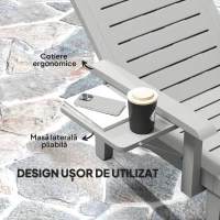 Outsunny Șezlong cu Spătar Reglabil în 5 Poziții, Măsuță și Brațe Ergonomice, 79x158x88 cm, Gri(m-5)