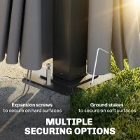 Outsunny Pawilon ogrodowy ok. 3,6x3m aluminiowy pawilon z 6 mm poliwęglanowym dwuwarstwowym dachem moskitierą 4 bocznymi panelami ciemnoszary(m-8)