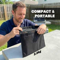 Outsunny 2-In-1 Portable BBQ Grill and Camping Fire Pit, Tabletop Charcoal Barbecue Grill with Gripper, Gloves and Carry Bag(m-6)