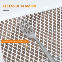 HOMCOM Carrito de Cocina con 3 Cestas de Acero y 1 Placa de Cubierta para Comedor Sala Baño 45x31x79,4 cm Blanco(m-5)