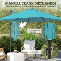 Outsunny Patio Offset Parasol Umbrella - Blue(m-6)