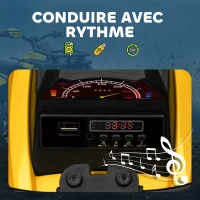 HOMCOM Quad Buggy électrique Enfant 12 V 8 Km/h Max. Voiture électrique Enfant avec Effets Lumineux sonores Selle avec Dossier Porte-Bagage Avant métal PP Jaune Noir(m-6)