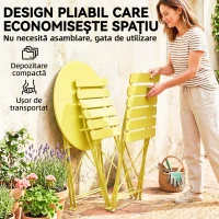 Outsunny Set Bistro, Masă și Scaune Pliabile pentru 2, Grădină, Galben.(m-6)