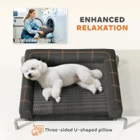 PawHut Elevated Dog Bed with Removable Bolsters, Raised Dog Bed for Small Breeds, Portable Indoor & Outdoor Pet Cots, Black(m-5)