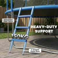 SPORTNOW Trampoline Ladder, 3-Steps with Horizontal Wide Steps, Universal Hook, Galvanised Steel Frame, 150kg Load Capacity(m-4)