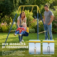 AIYAPLAY Struttura per Altalena da Giardino con 2 Ganci, in Acciaio, 128x155x157 cm, Giallo e Blu(m-6)