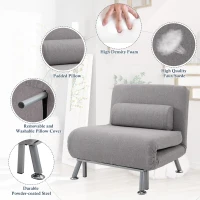 HOMCOM Adjustable Back Futon Sofa Chair - Grey(m-5)