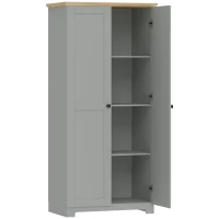 HOMCOM Kitchen Cupboard, 172cm Freestanding Storage Cabinet with Doors and Shelves, Grey(m-1)