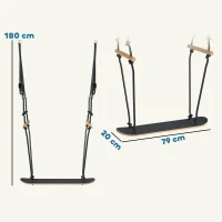 AIYAPLAY Leagăn skateboard pentru copii cu înălțime reglabilă, placă antiderapantă, frânghie rezistentă la intemperii, mânere Negru(m-3)