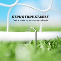 HOMCOM But de football - cage de foot - but d'entrainement dim. 186L x 62l x 123H cm - châssis métal filet PE - piquets & outil inclus - blanc(m-5)