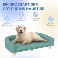 PawHut Hundebett Hundesofa Haustiersofa, Eukolyptusholz, 98 x 67 x 25 cm, Grün(m-7)