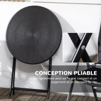 Outsunny Table basse extérieure pour 2 personnes, table de jardin ronde avec structure en acier, Ø 60 x 73H cm, gris foncé(m-4)